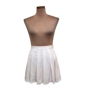 NastyGal Pleated Mini Skirt Size Medium Ecru Cream